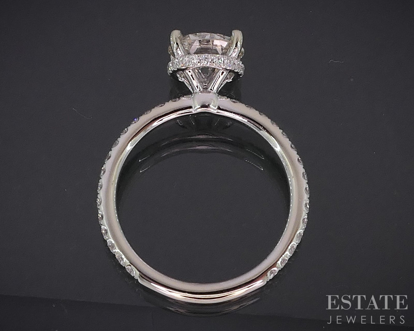 14k White Gold Round Natural 1.16ct Diamond Halo Engagement Ring 2.1g i18981