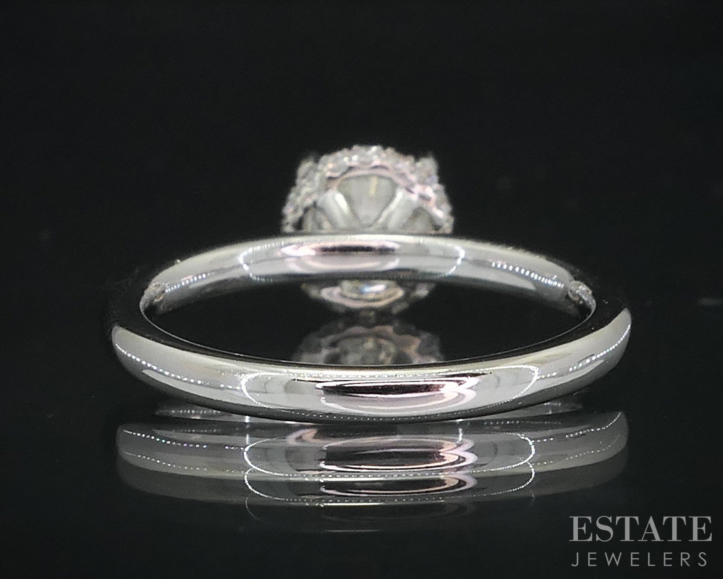 14k White Gold Round Natural 1.04ct Diamond Halo Engagement Ring 3.2g i18980
