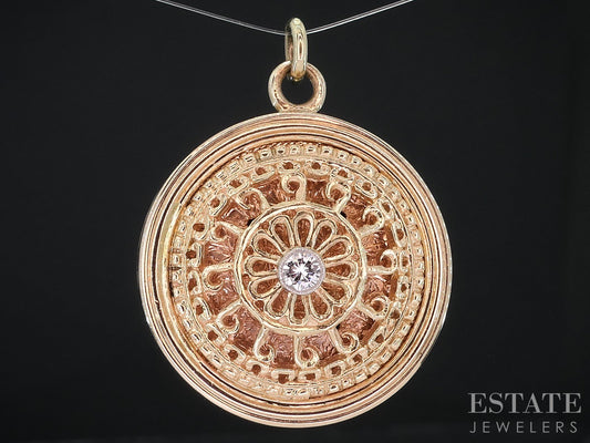Antique Victorian 14k Yellow Gold Natural Diamond Filigree Locket 19.8g i18976