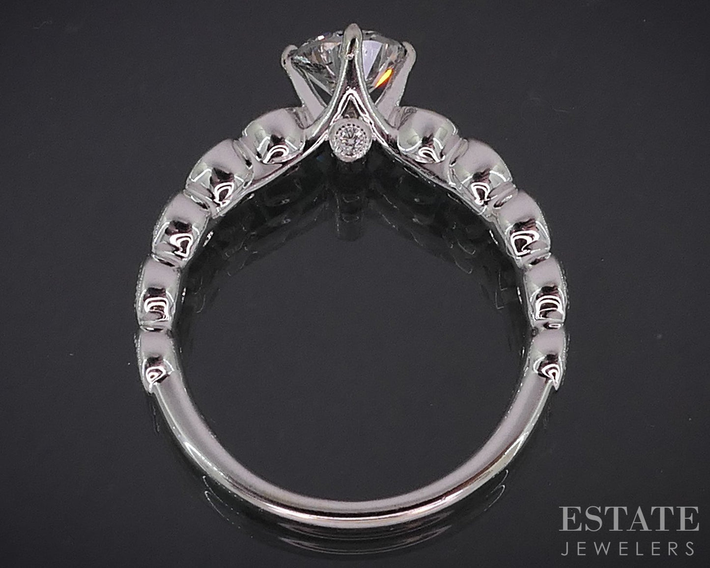 18k White Gold Round Natural 1.10ctw Diamond Engagement Ring 4.2g i18985