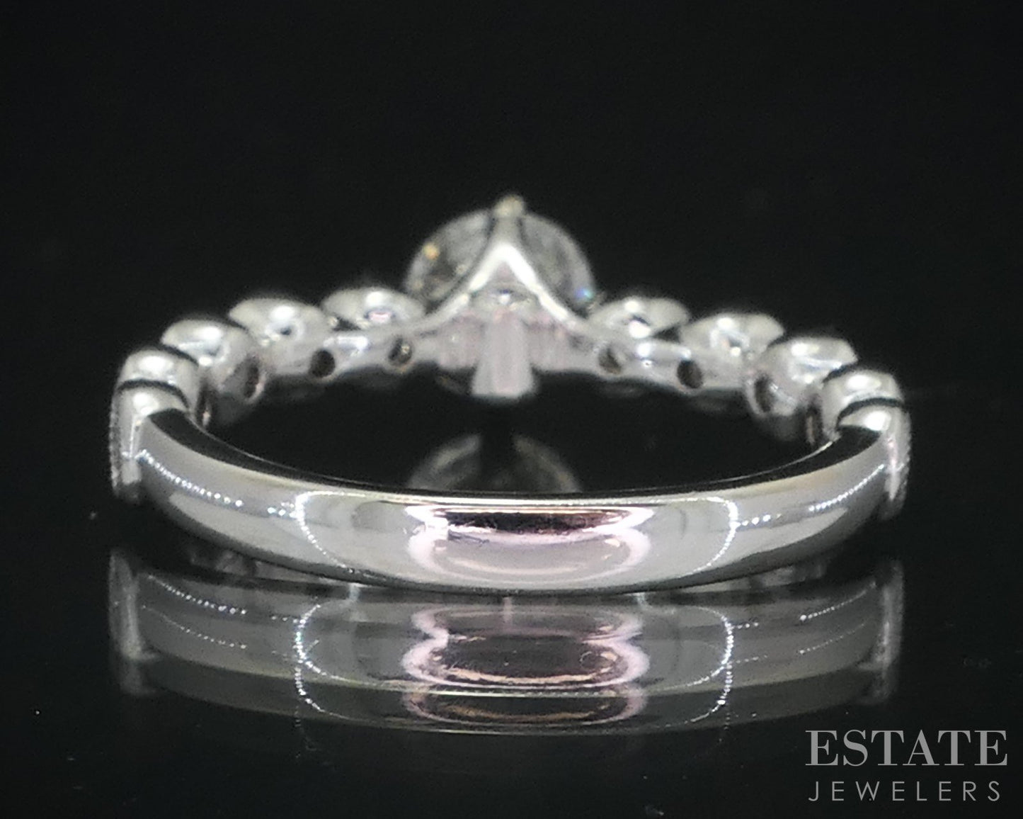 18k White Gold Round Natural 1.10ctw Diamond Engagement Ring 4.2g i18985