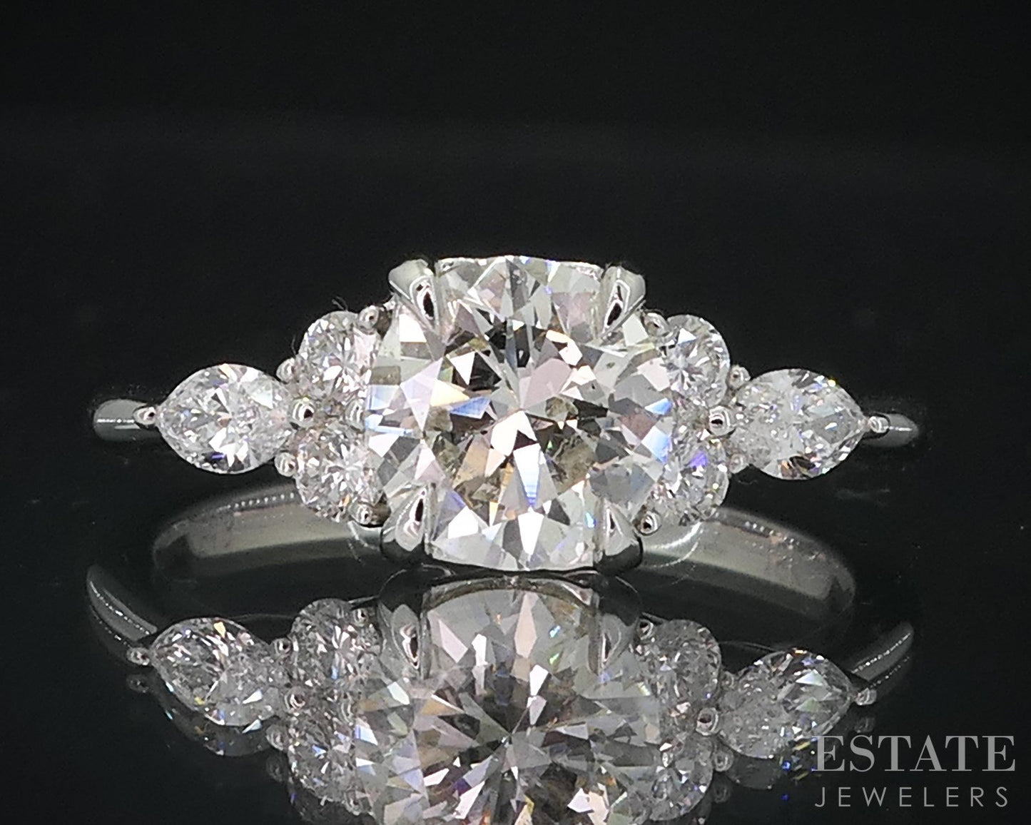 18k White Gold Round Natural 1.40ctw Diamond Engagement Ring 3.1g i18984