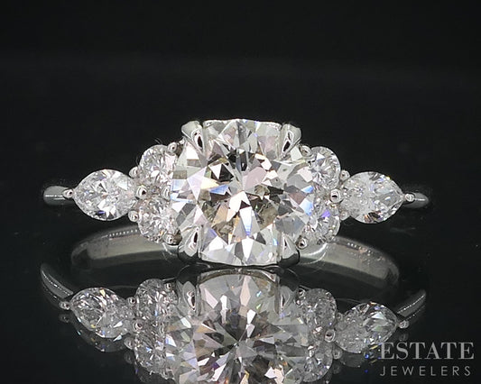 18k White Gold Round Natural 1.40ctw Diamond Engagement Ring 3.1g i18984