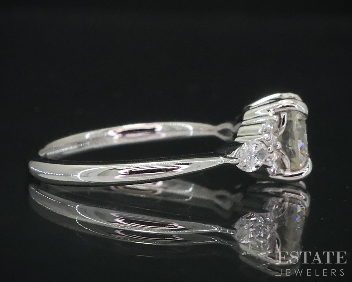 18k White Gold Round Natural 1.40ctw Diamond Engagement Ring 3.1g i18984