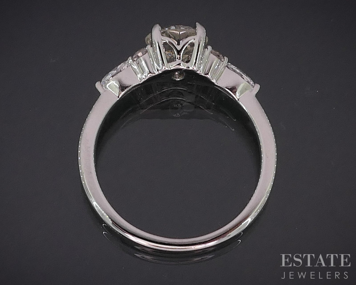 18k White Gold Round Natural 1.40ctw Diamond Engagement Ring 3.1g i18984