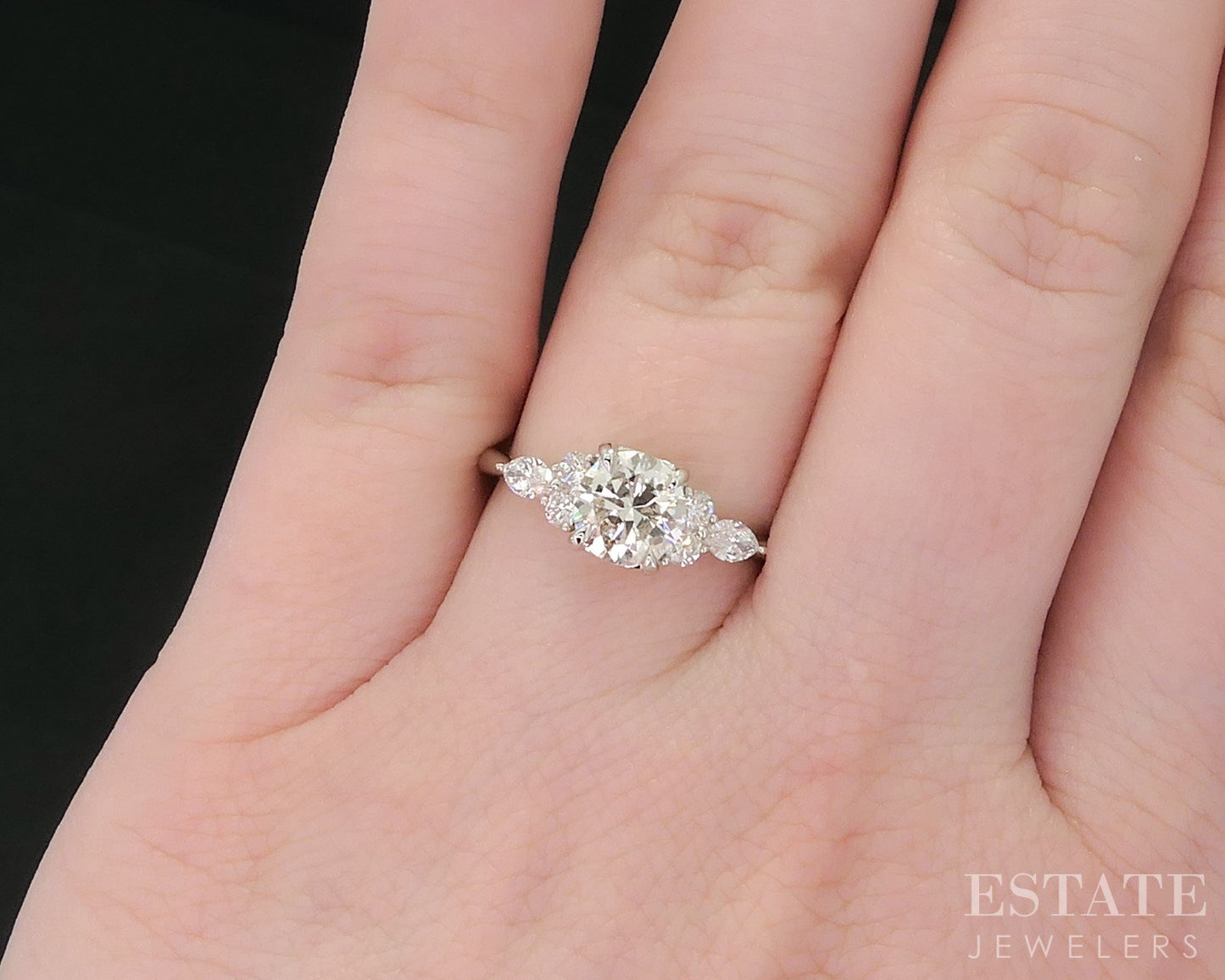 18k White Gold Round Natural 1.40ctw Diamond Engagement Ring 3.1g i18984