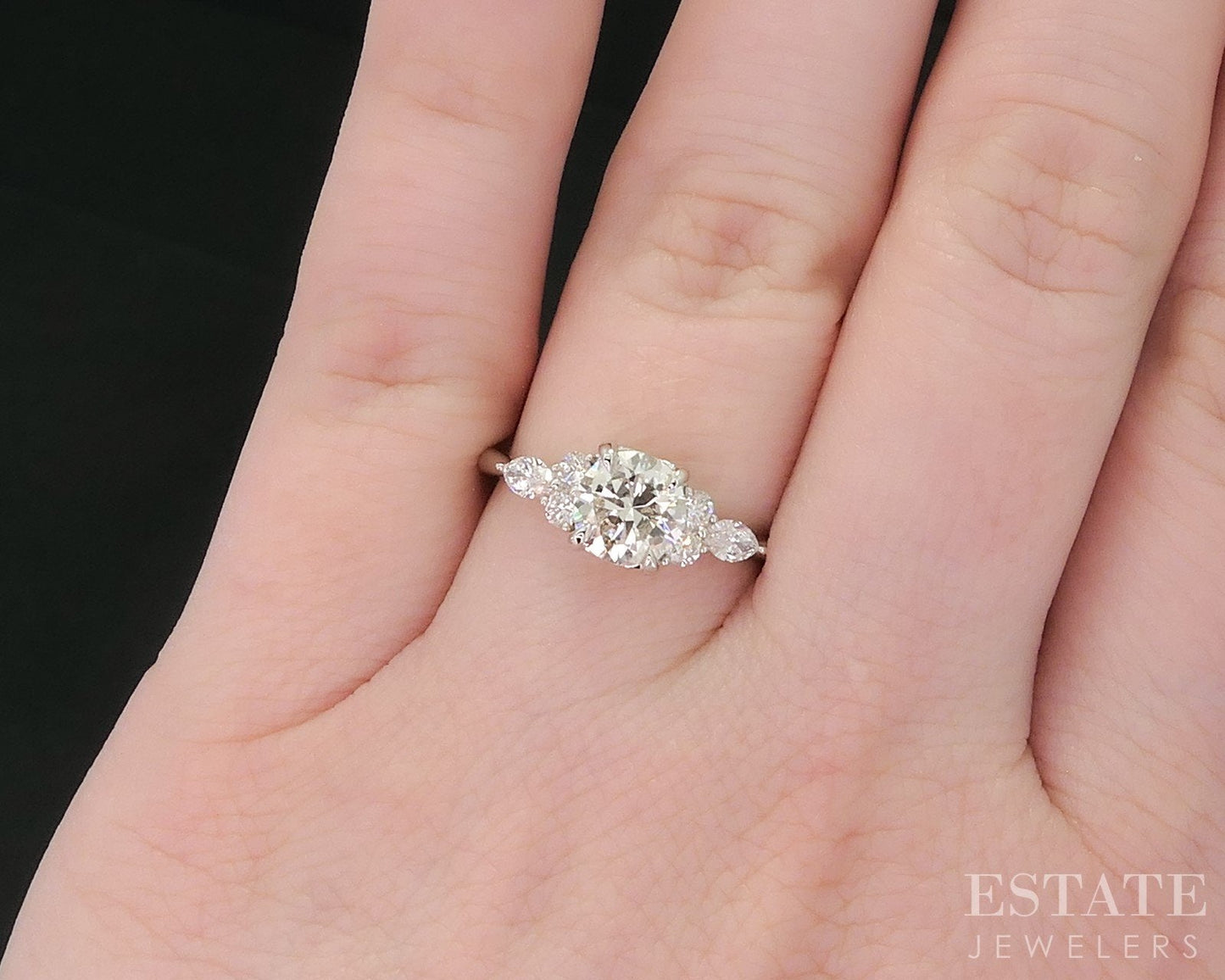 18k White Gold Round Natural 1.40ctw Diamond Engagement Ring 3.1g i18984