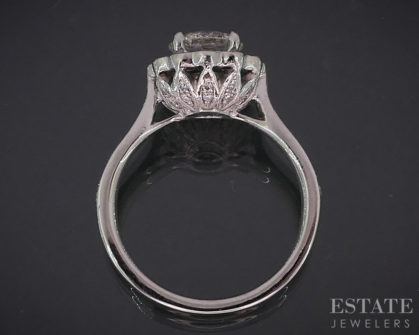 Platinum Round Natural 1.65ctw Diamond Halo Engagement Ring 6.7g i18983