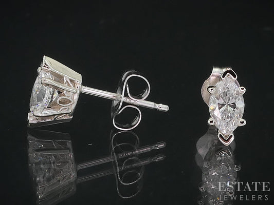 14k White Gold Marquise Natural .52ctw Diamond Stud Earrings i18987