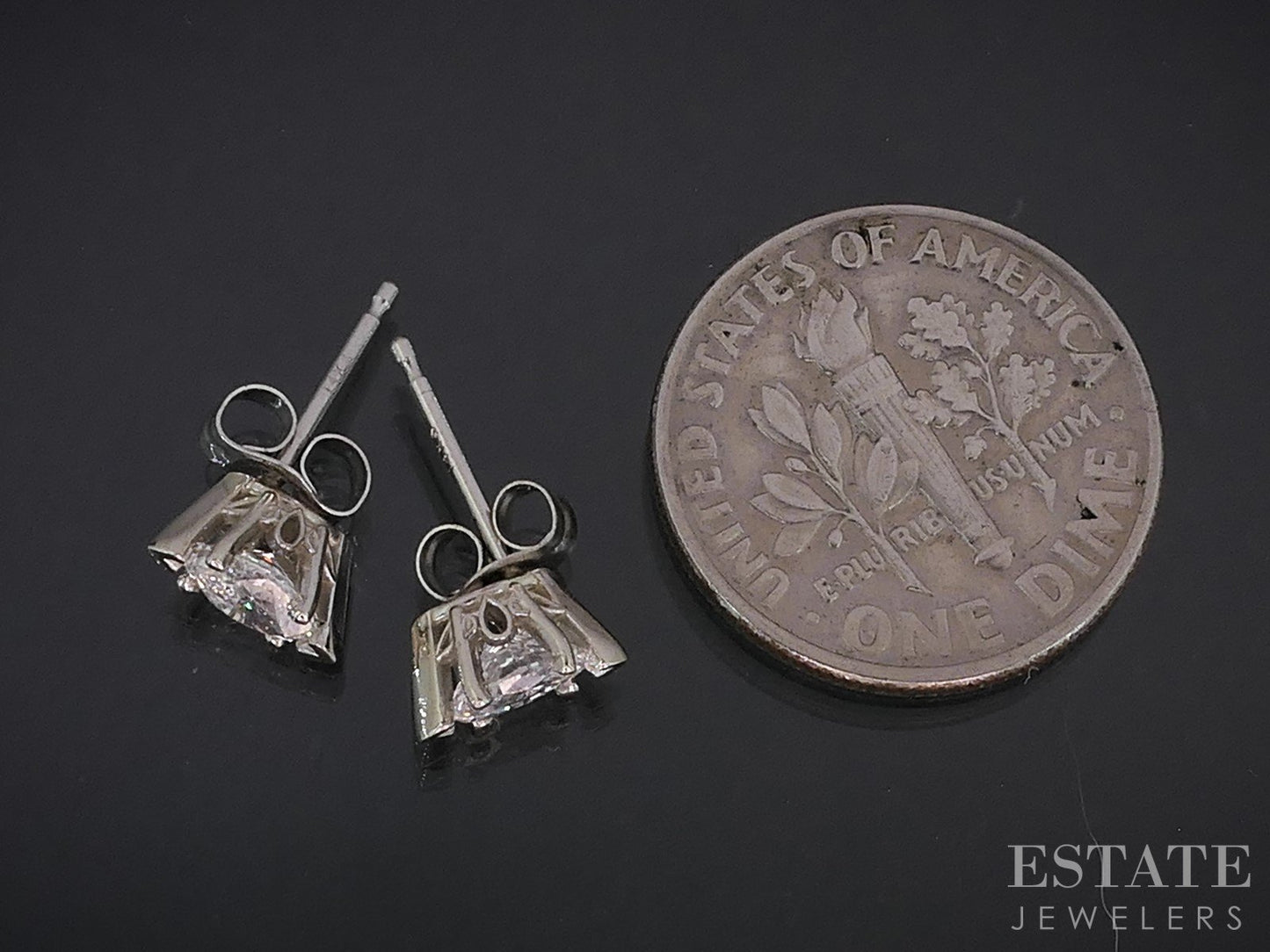 14k White Gold Marquise Natural .52ctw Diamond Stud Earrings i18987