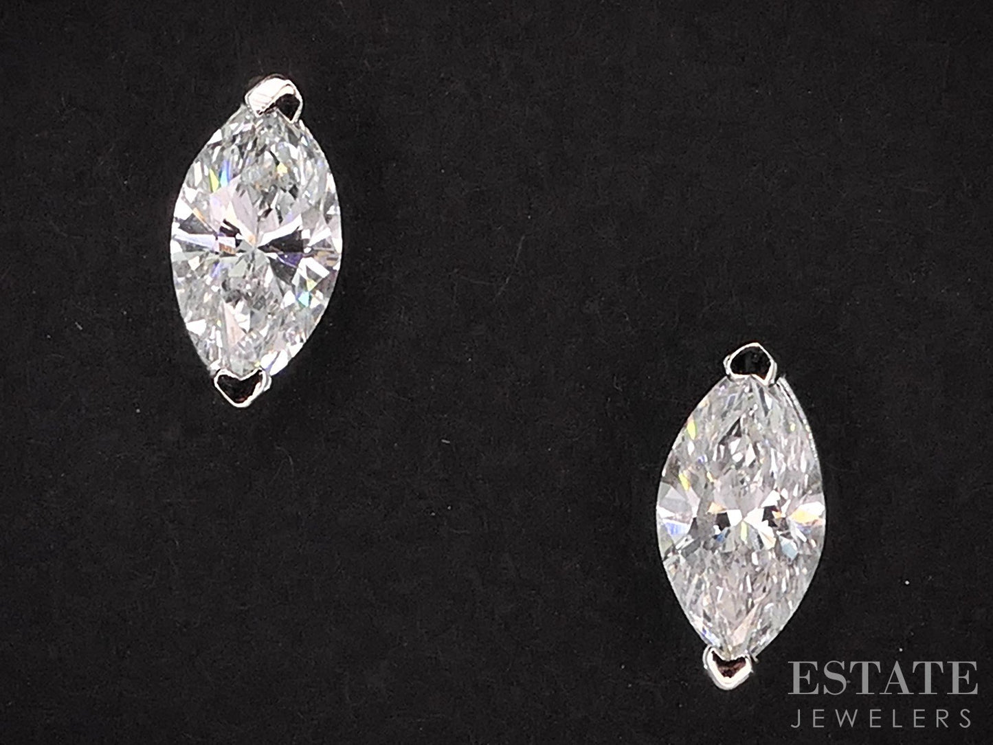 14k White Gold Marquise Natural .58ctw Diamond Stud Earrings i18989