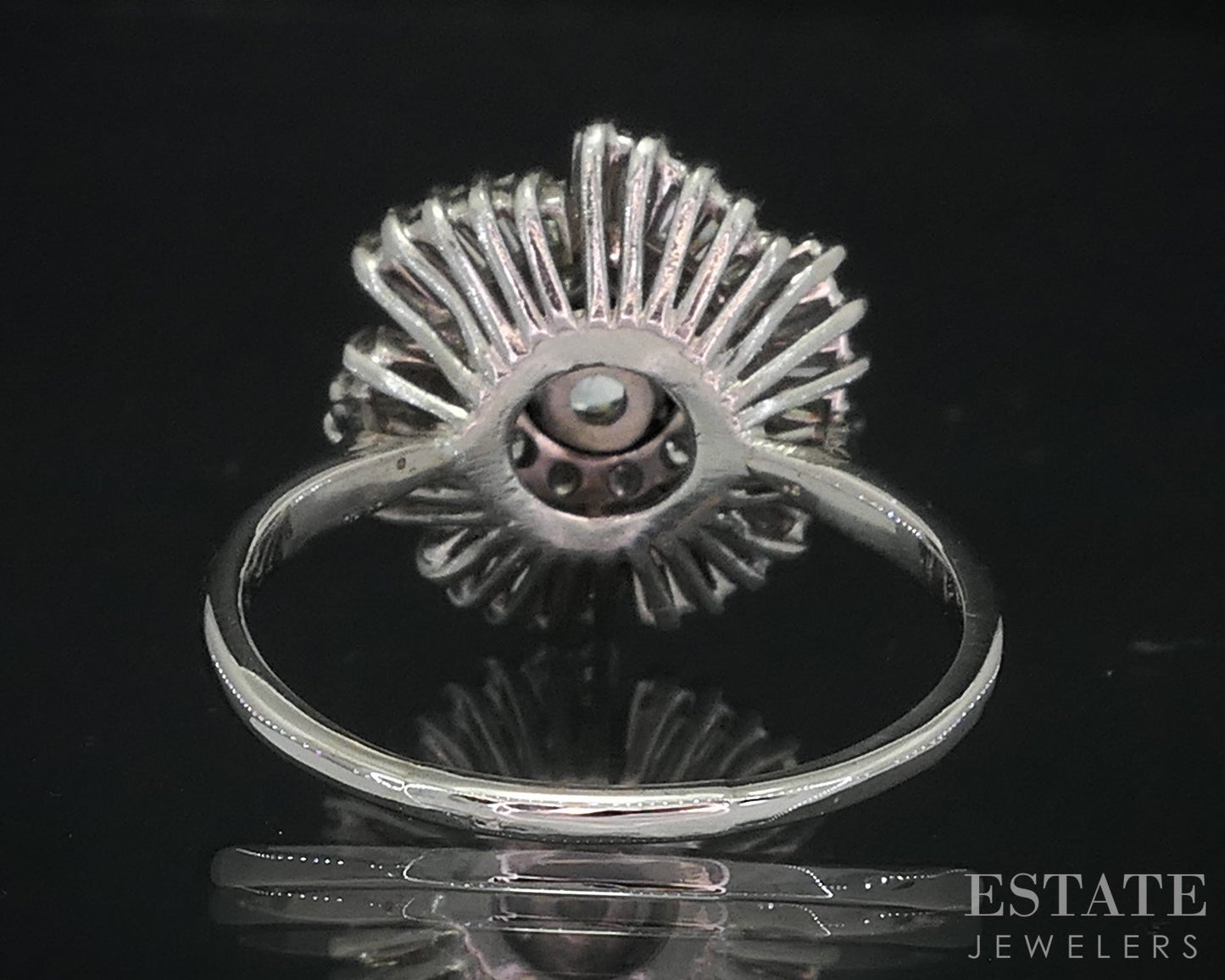14k White Gold Round Natural 1.76ctw Diamond Ballerina Engagement Ring 7g i18990