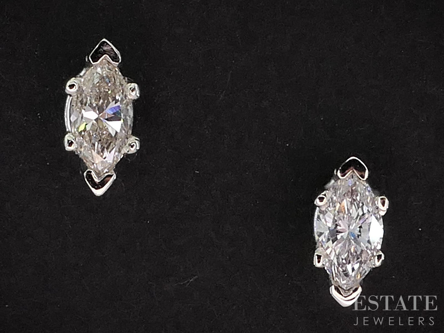 14k White Gold Marquise Natural .37ctw Diamond Stud Earrings i18995