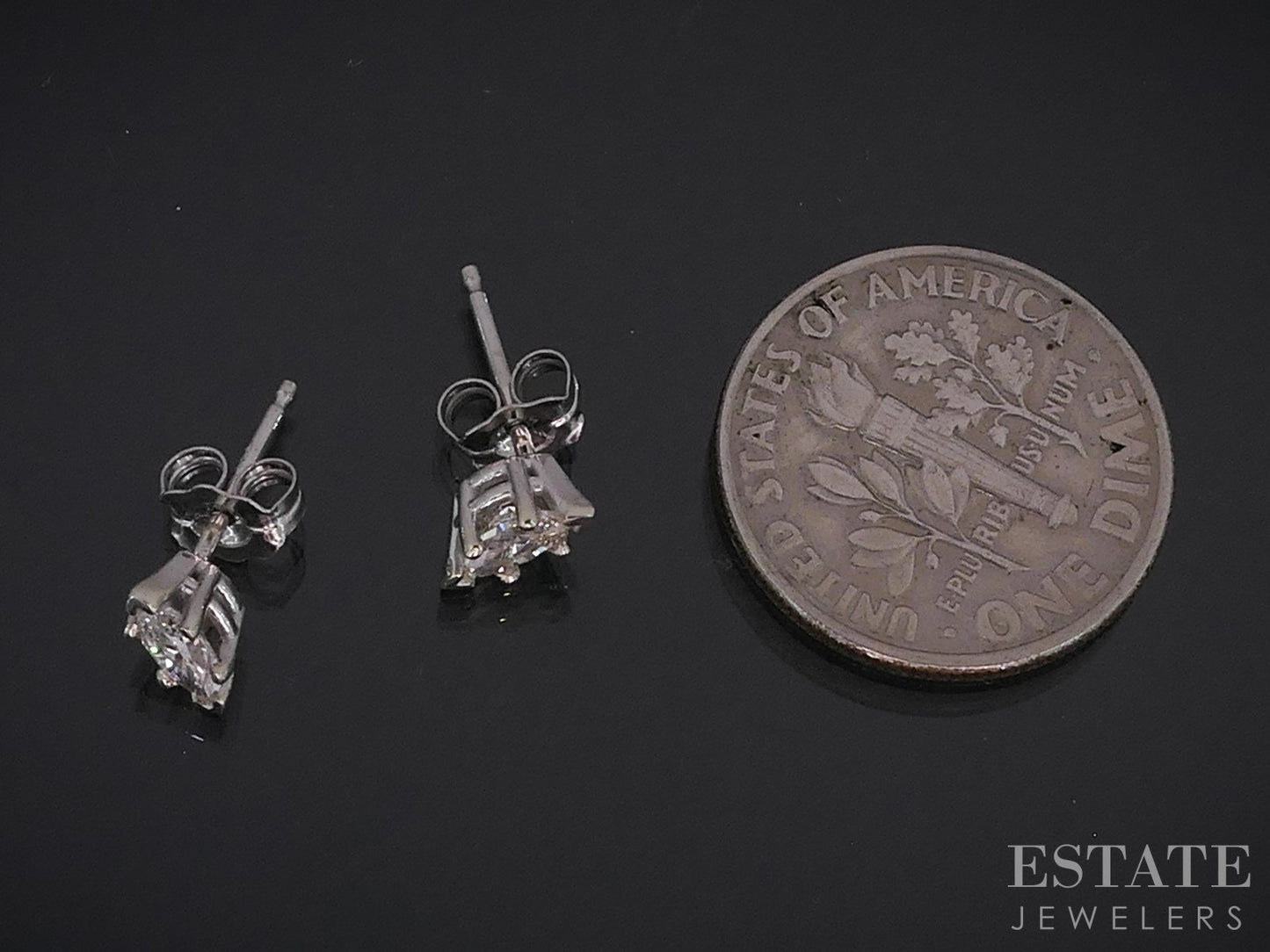 14k White Gold Marquise Natural .37ctw Diamond Stud Earrings i18995