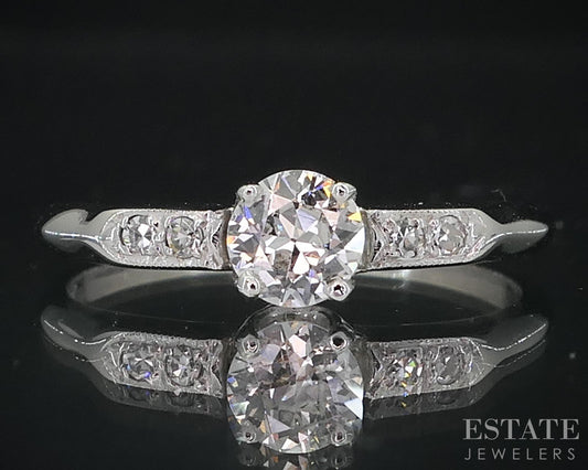 Antique 14k White Gold European Natural .30ctw Diamond Engagement Ring i18994