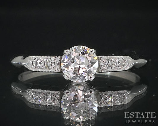 Antique 14k White Gold European Natural .30ctw Diamond Engagement Ring i18994