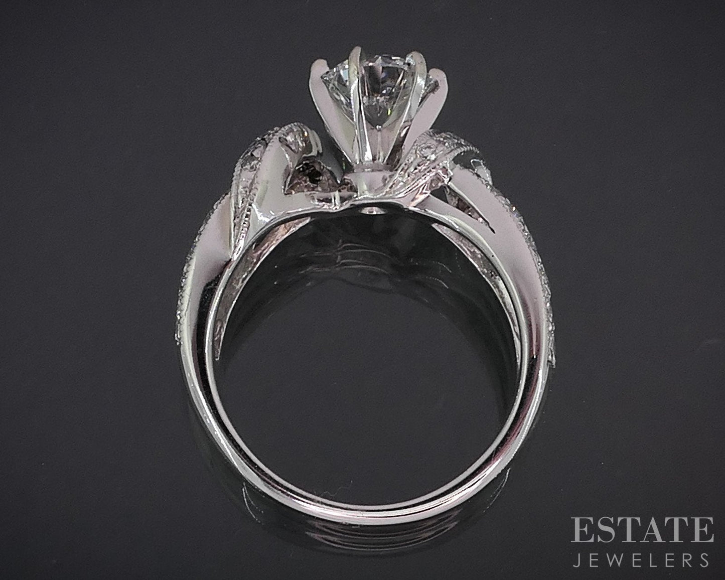 14k White Gold GIA Round Natural 1.56ctw Diamond Engagement Ring 6g i18998