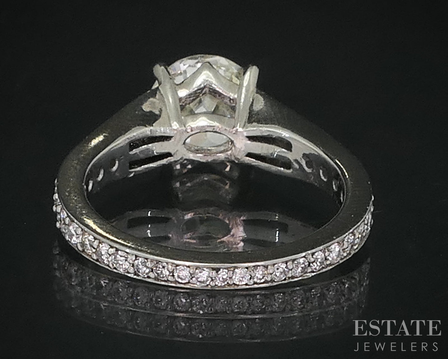 Antique 19k White Gold OEC 1.37ct Diamond & Blue Sapphire Engagement Ring i18999
