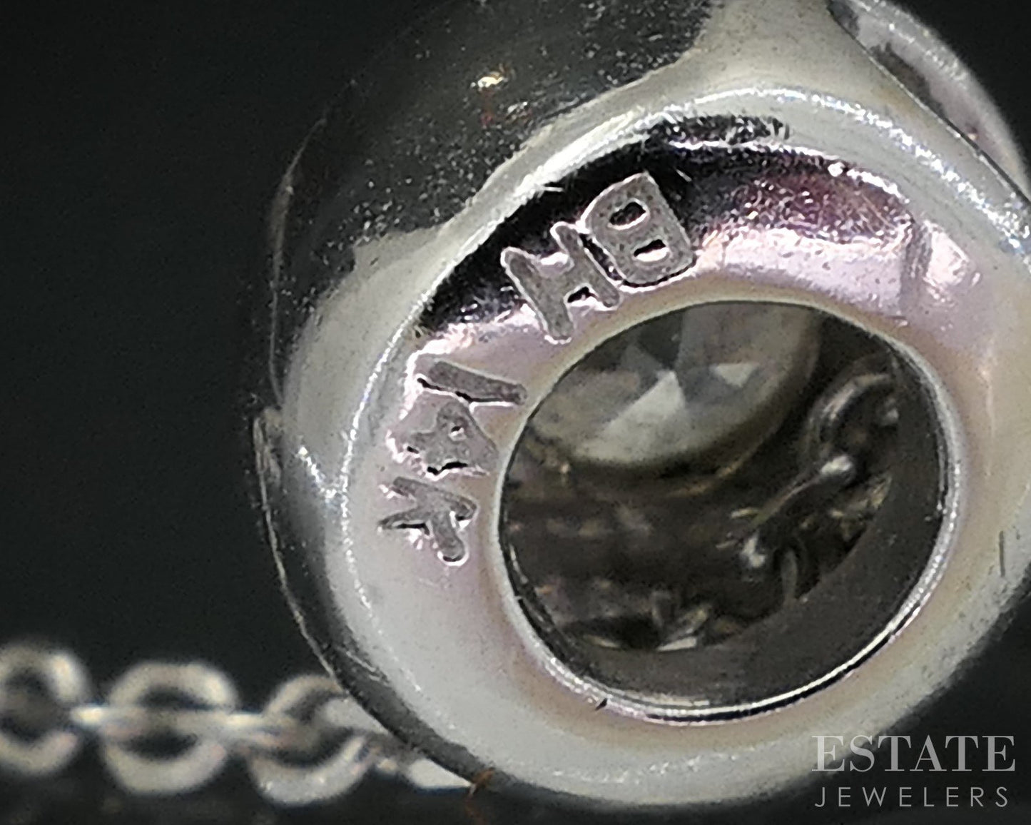 14k White Gold EFFY Natural .14ct Diamond Bezel Solitaire Necklace 2.2g i18991