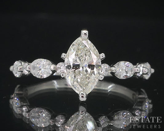 14k White Gold Marquise Natural 1.71ctw Diamond Engagement Ring 2.8g i18992