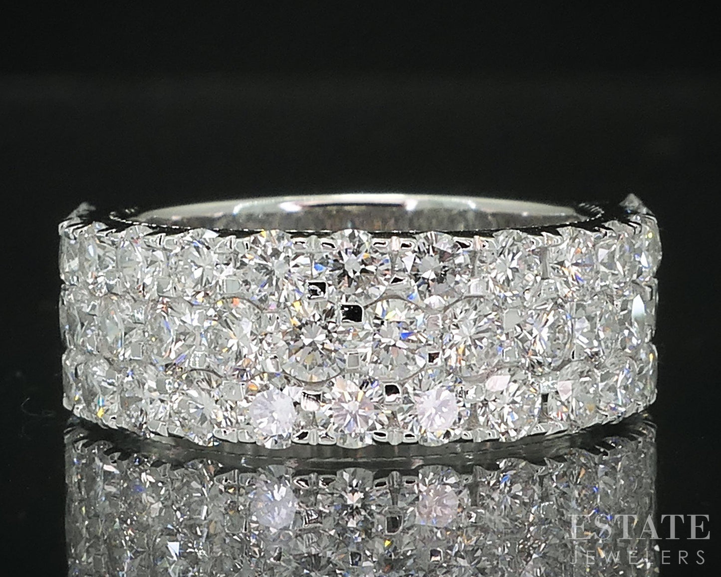 14k White Gold Lab Created 3.23ctw Diamond Ladies Wedding Band Ring 7.8g i18913