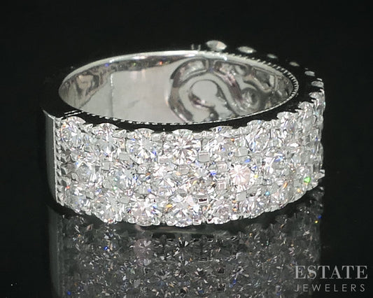 14k White Gold Lab Created 3.23ctw Diamond Ladies Wedding Band Ring 7.8g i18913