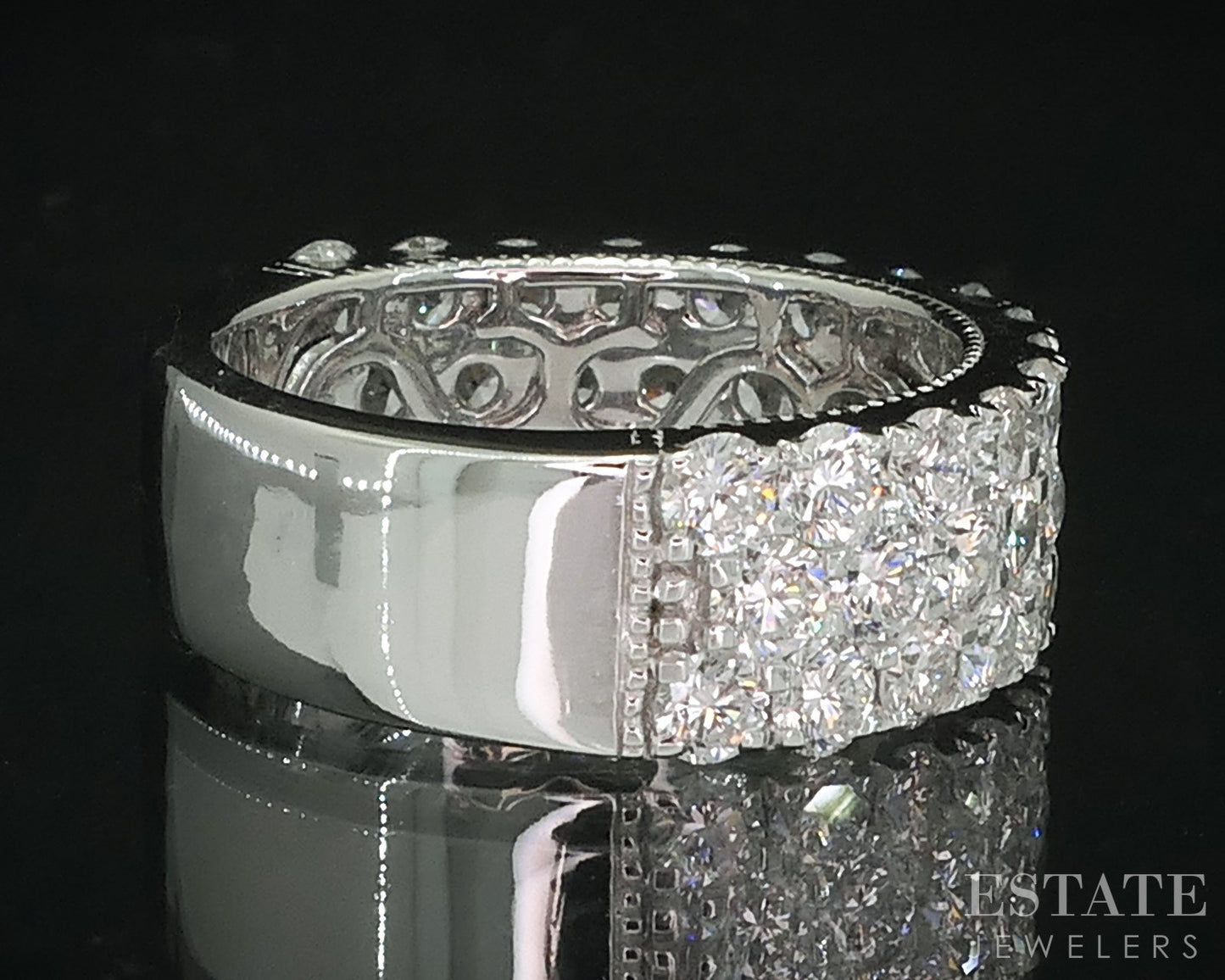 14k White Gold Lab Created 3.23ctw Diamond Ladies Wedding Band Ring 7.8g i18913