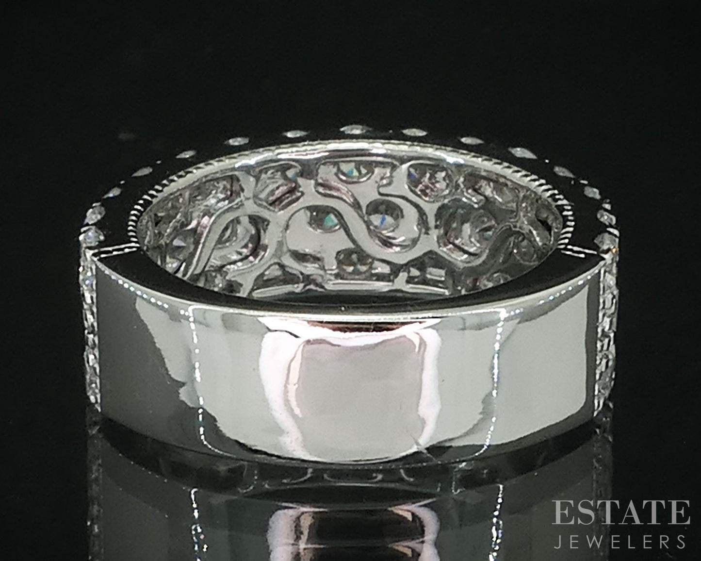 14k White Gold Lab Created 3.23ctw Diamond Ladies Wedding Band Ring 7.8g i18913