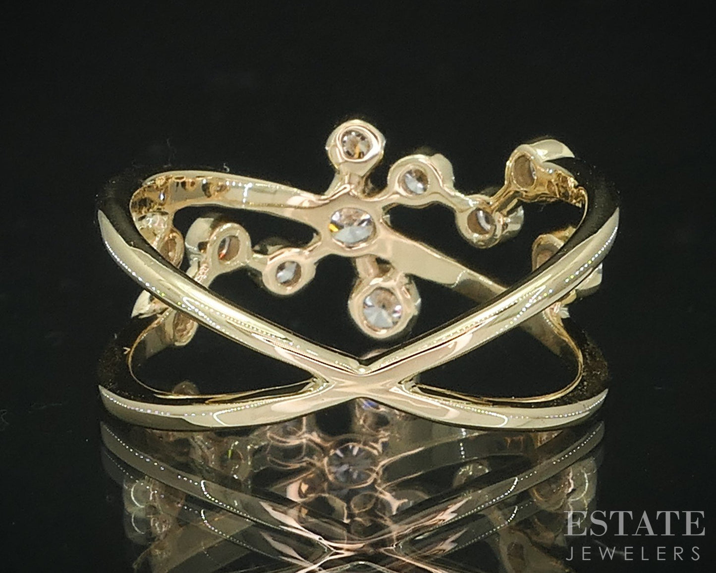 14k Yellow Gold Lab Created .49ctw Diamond Celestial Ladies Band Ring 2g i18914