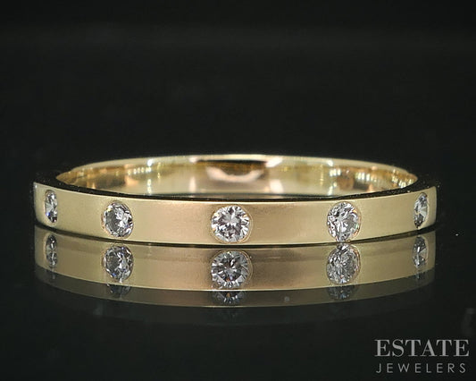 14k Yellow Gold Lab Created .12ctw Diamond Ladies Wedding Band Ring 1.7g i18901