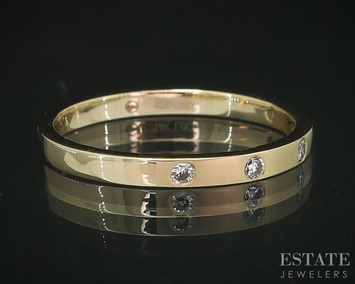 14k Yellow Gold Lab Created .12ctw Diamond Ladies Wedding Band Ring 1.7g i18901