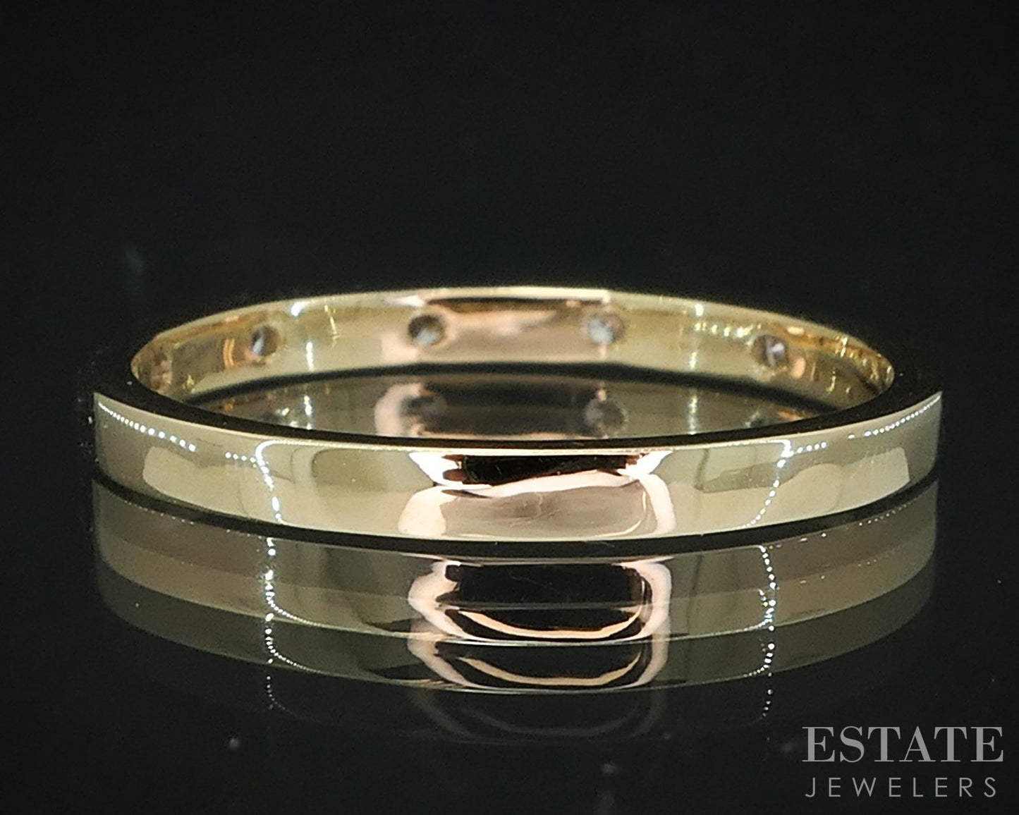 14k Yellow Gold Lab Created .12ctw Diamond Ladies Wedding Band Ring 1.7g i18901