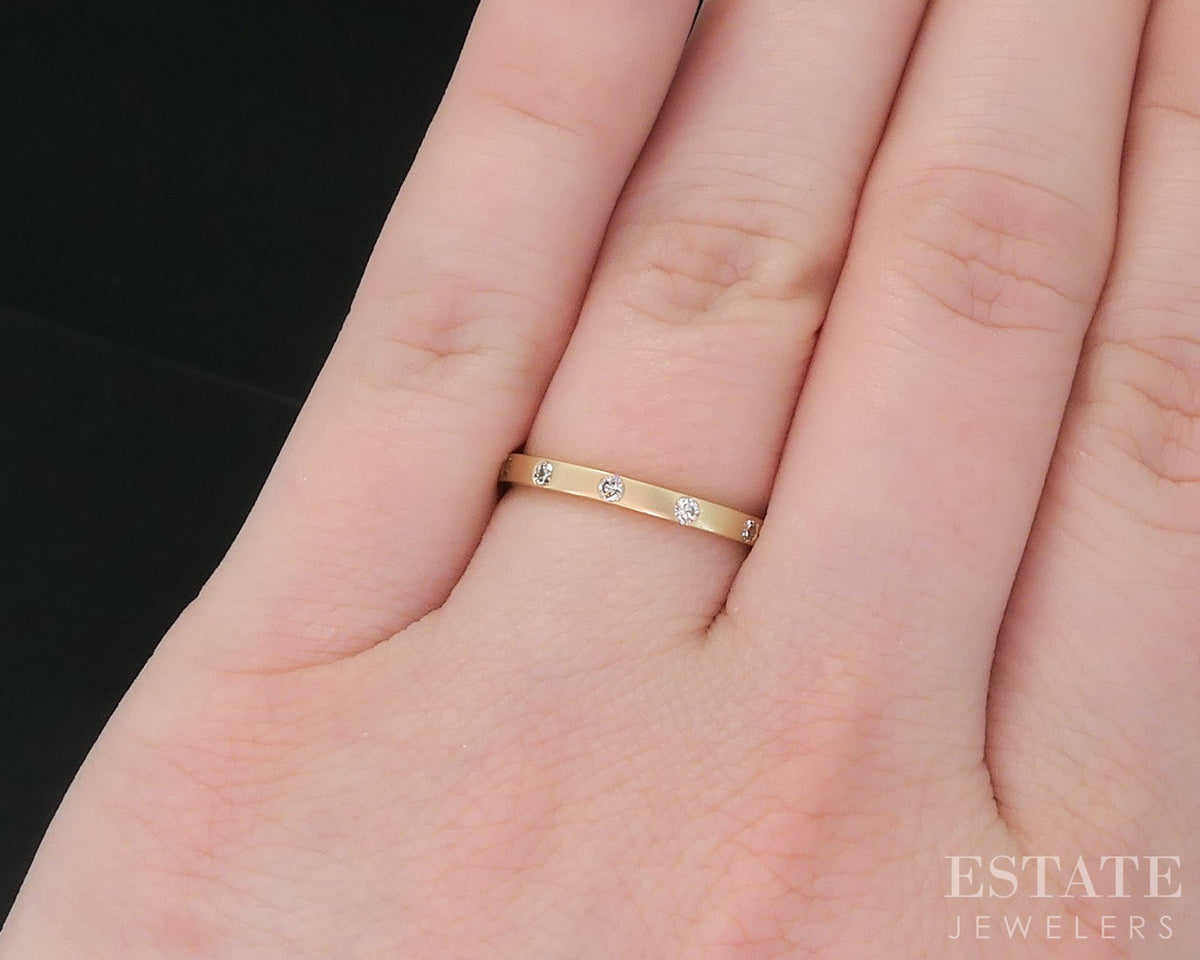 14k Yellow Gold Lab Created .12ctw Diamond Ladies Wedding Band Ring 1.7g i18901