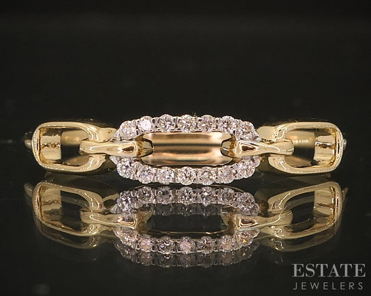 14k Yellow Gold Lab Created .06ctw Diamond Open Link Band Ring 1.9g p79421