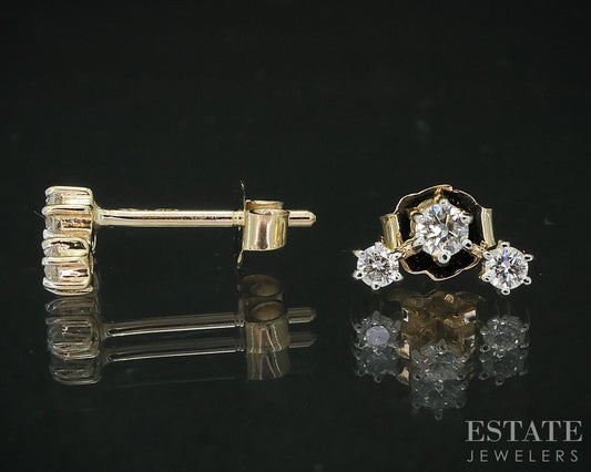 14k Yellow Gold Lab Created .25ctw Diamond Celestial Stud Earrings i18915