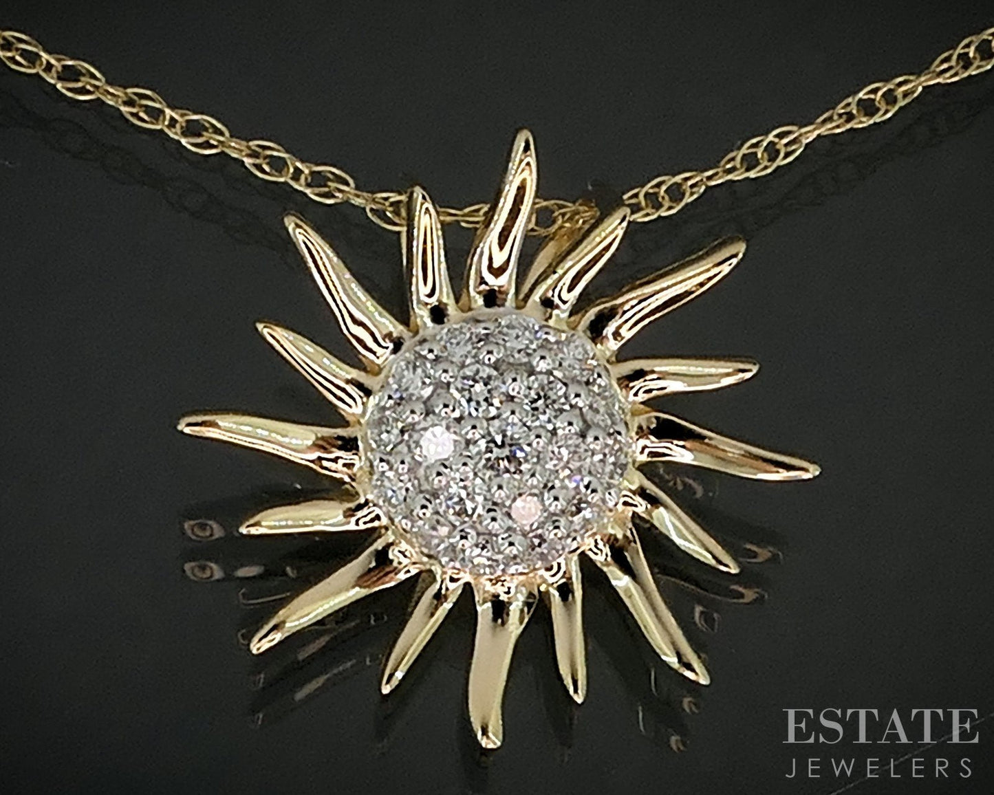 14k Yellow Gold Lab Created Diamond Sunshine Ladies Necklace 0.8g 18"L i18896