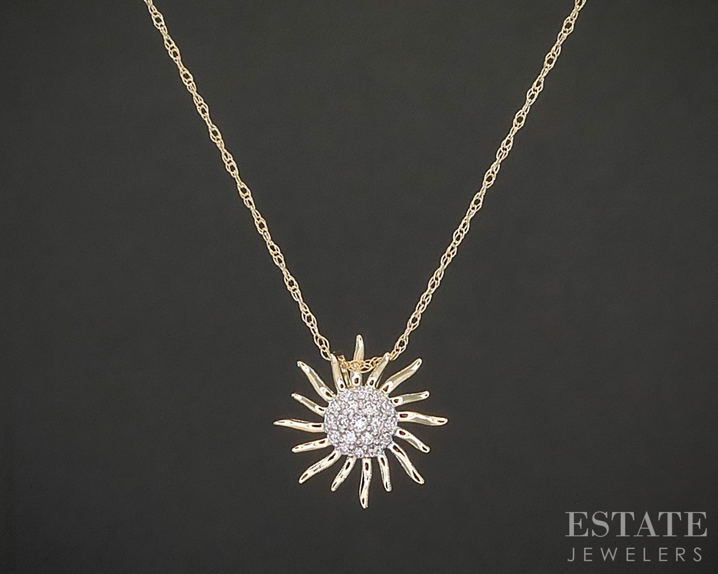 14k Yellow Gold Lab Created Diamond Sunshine Ladies Necklace 0.8g 18"L i18896