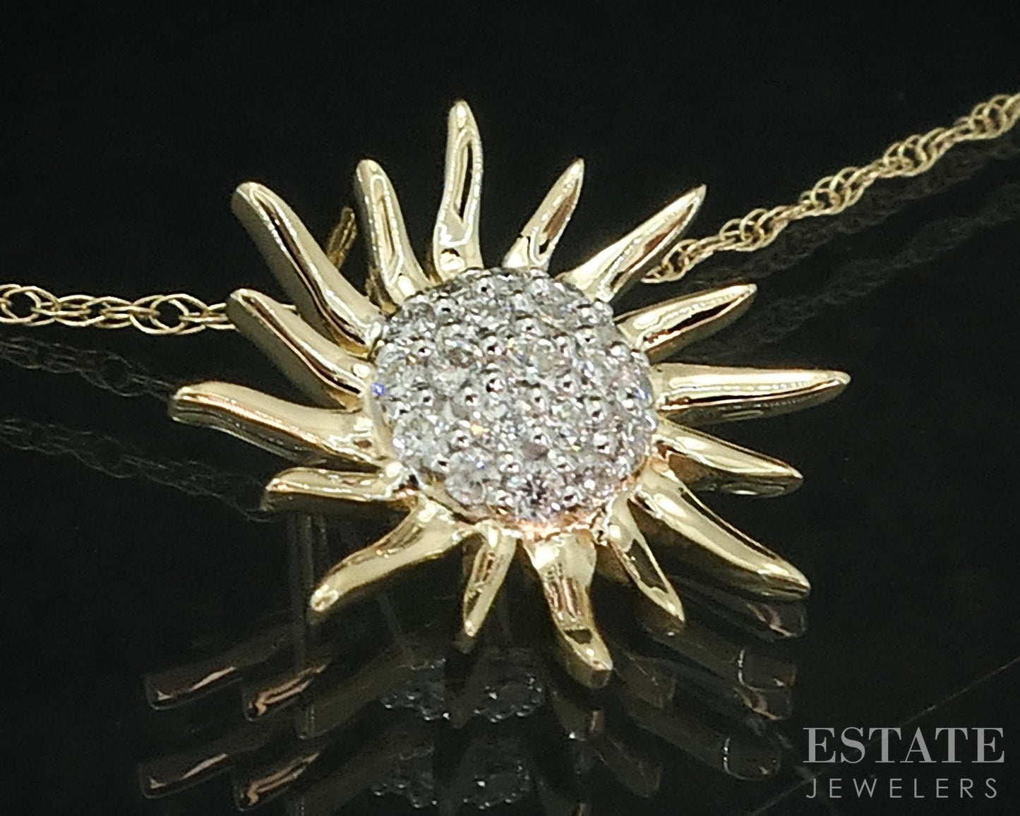 14k Yellow Gold Lab Created Diamond Sunshine Ladies Necklace 0.8g 18"L i18896