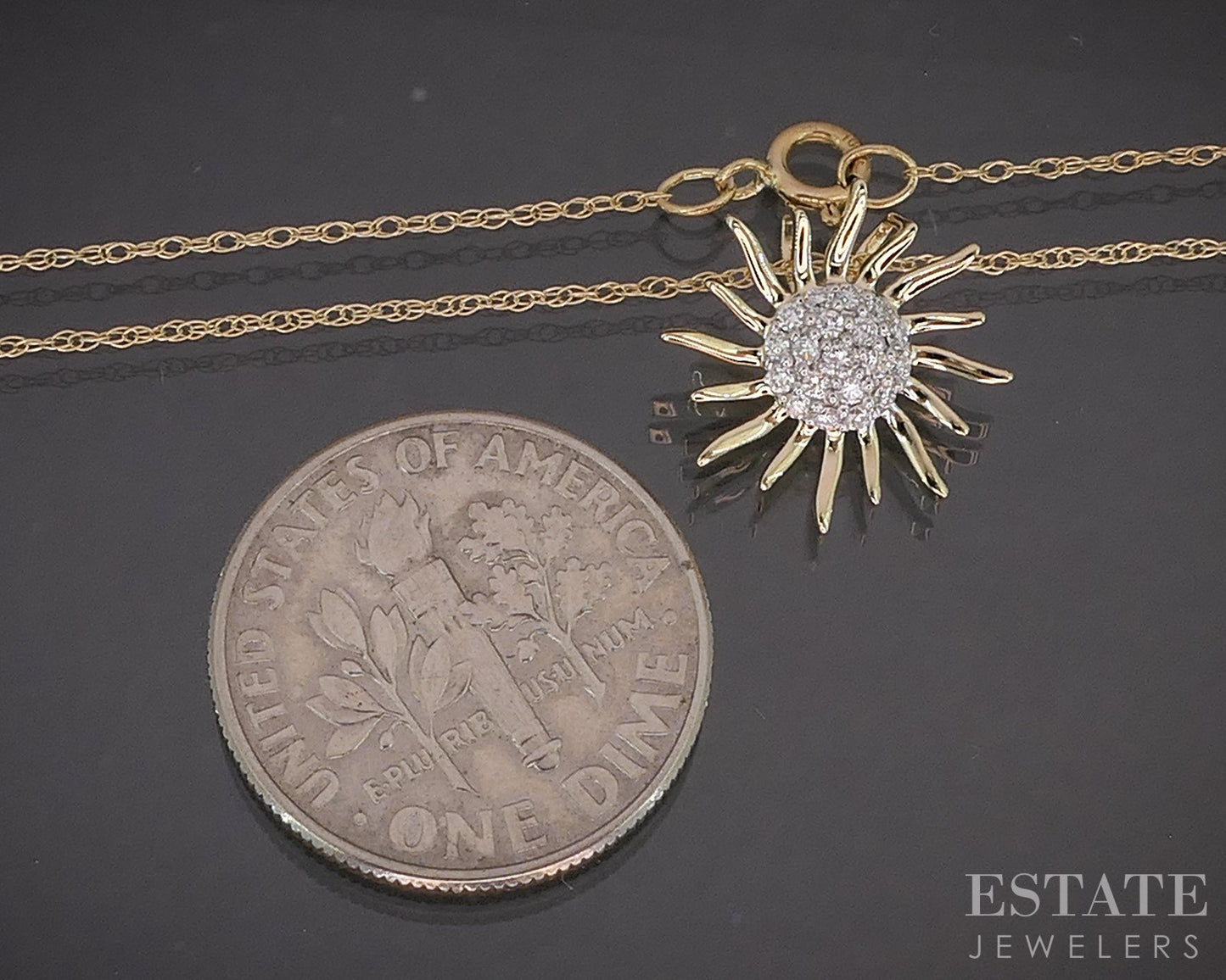 14k Yellow Gold Lab Created Diamond Sunshine Ladies Necklace 0.8g 18"L i18896