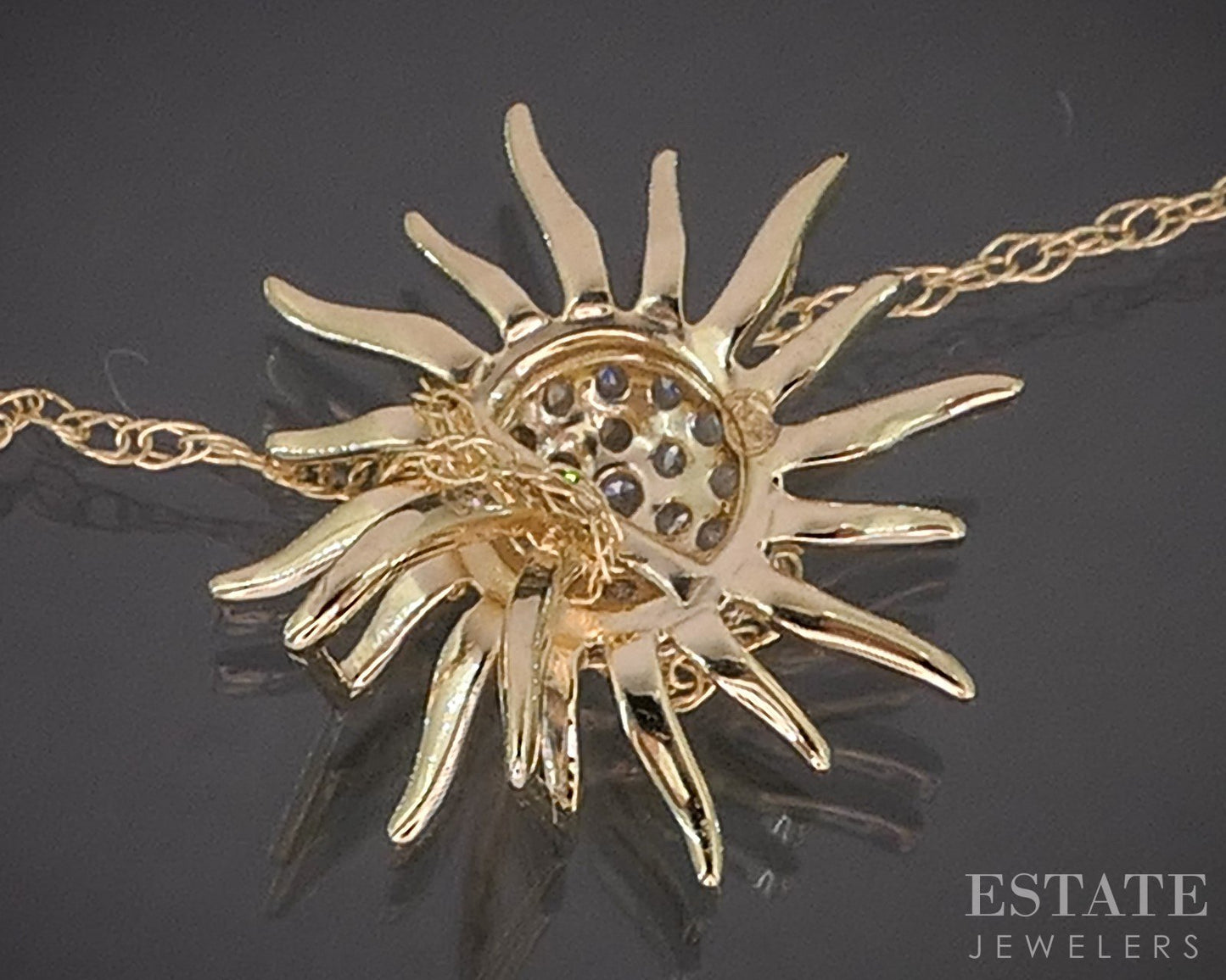 14k Yellow Gold Lab Created Diamond Sunshine Ladies Necklace 0.8g 18"L i18896