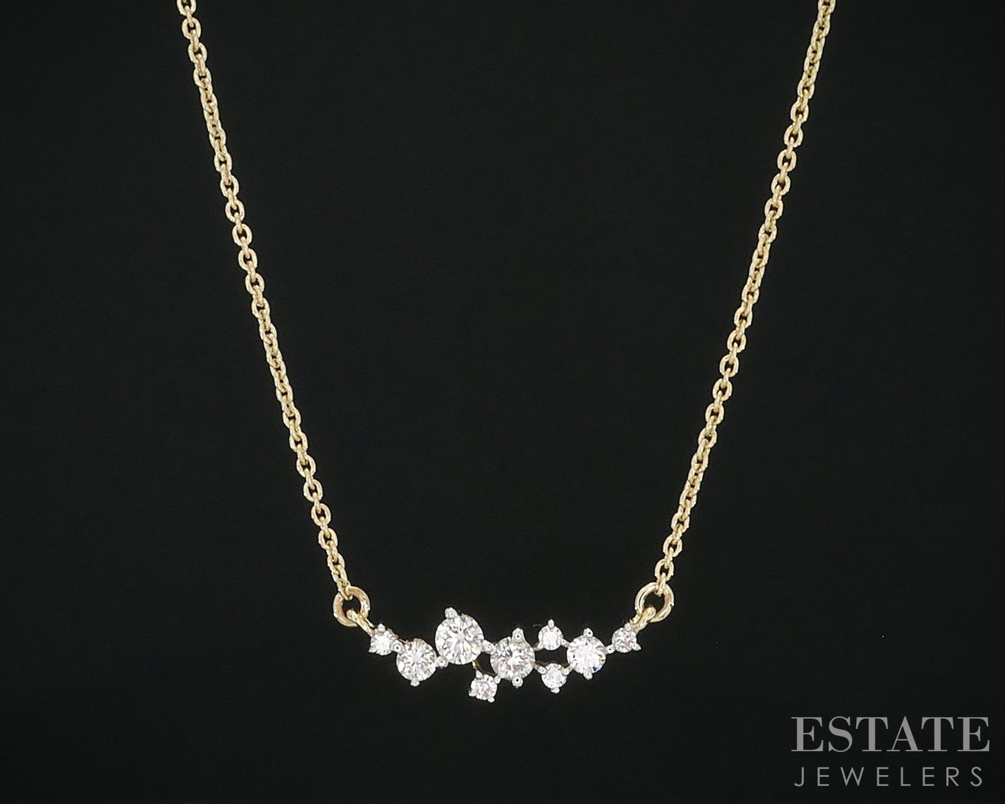 14k Yellow Gold Lab Created Diamond Celestial Ladies Necklace 2.7g 18"L i18908