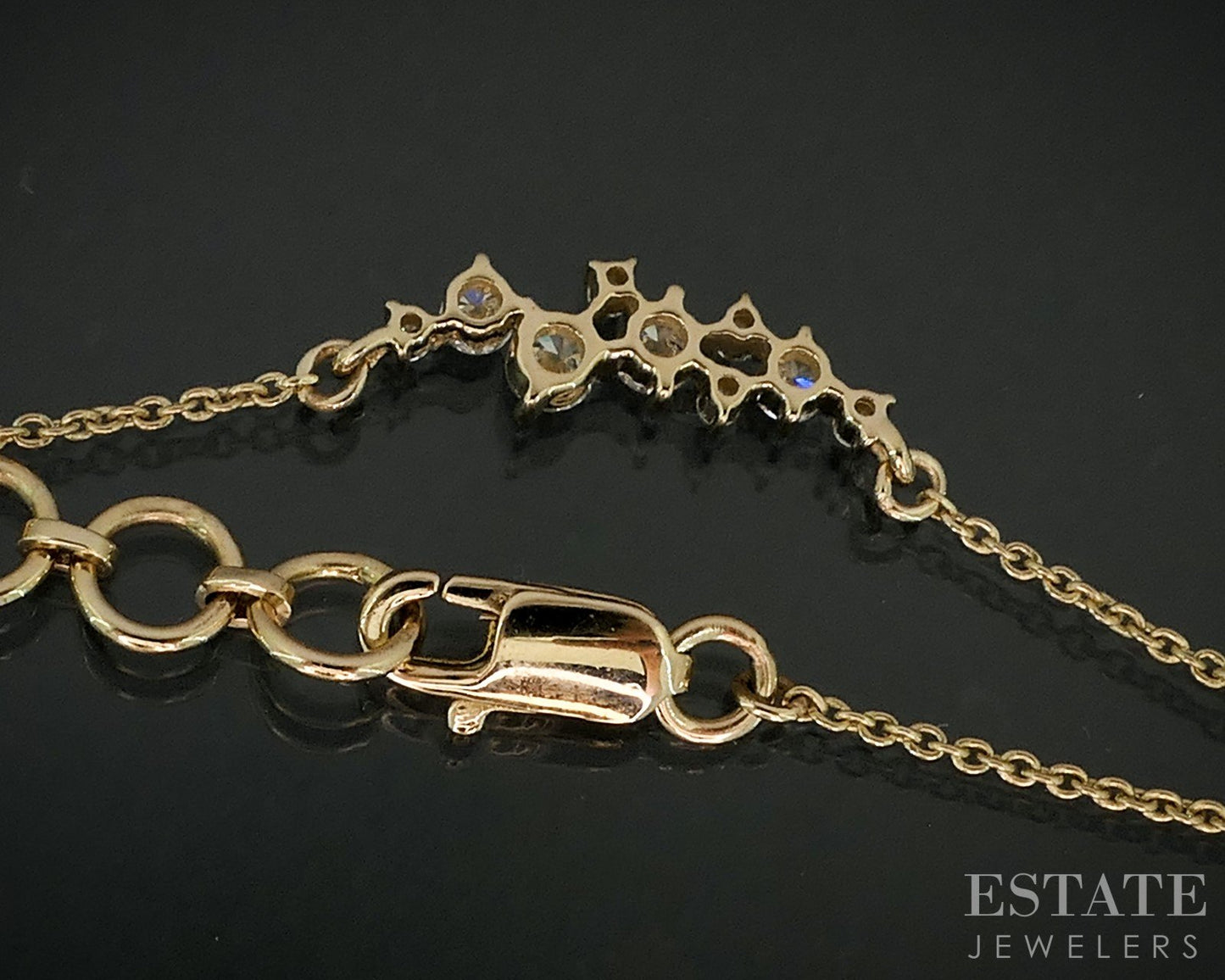 14k Yellow Gold Lab Created Diamond Celestial Ladies Necklace 2.7g 18"L i18908