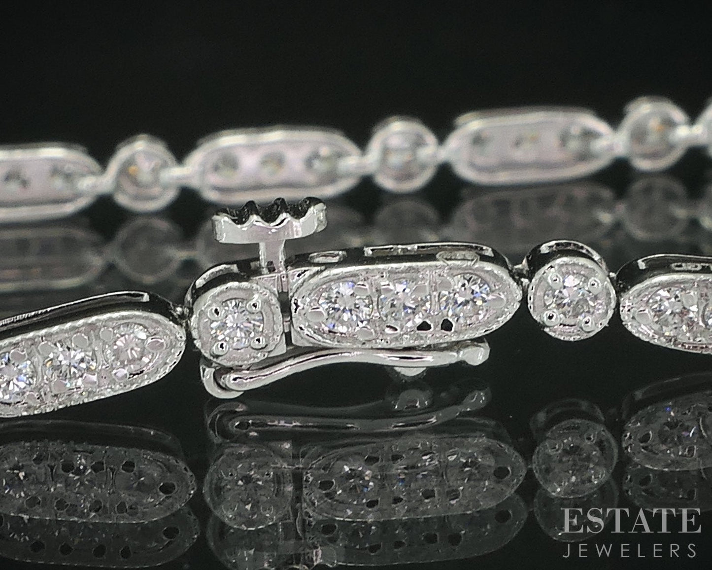 14k White Gold Lab Created 1.05ctw Diamond Ladies Tennis Bracelet 5.4g i18898