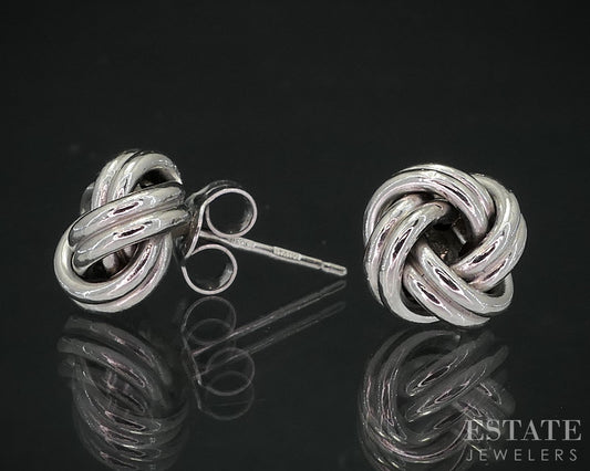 10k White Gold Love Knot Ladies Stud Earrings 0.7g i19066