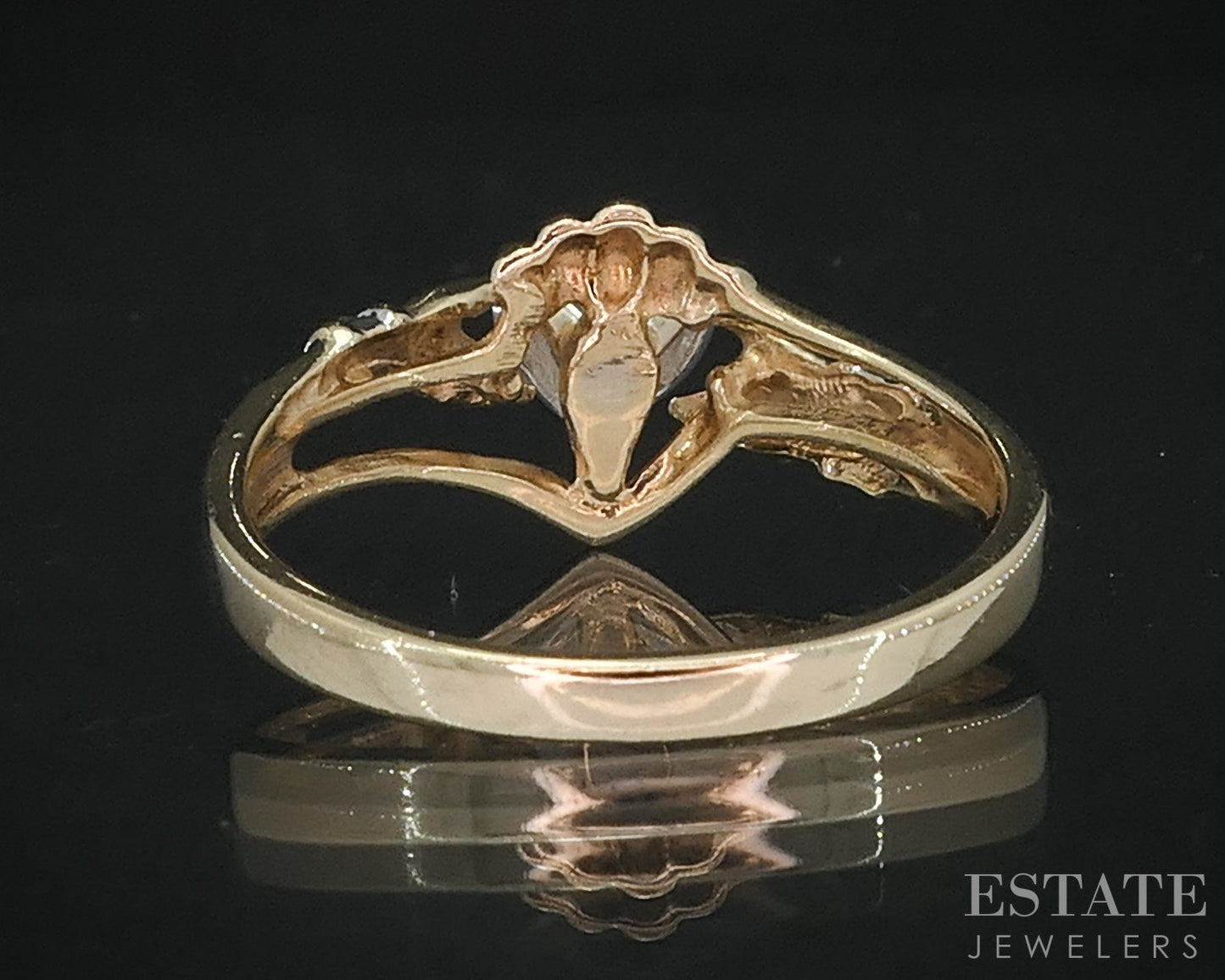 Vintage 10k Yellow Gold Natural Diamond Irish Claddagh Ladies Ring 2.6g i19046b