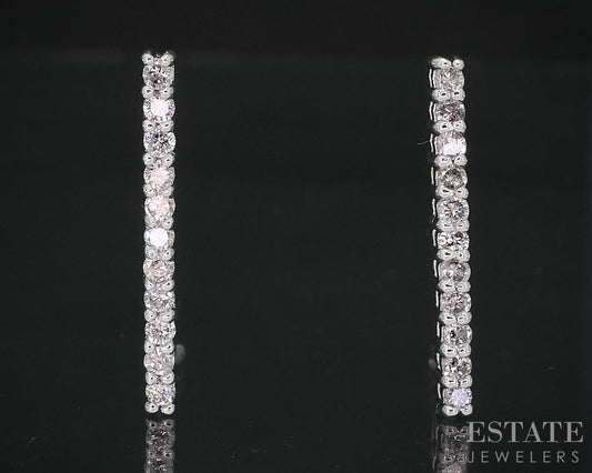 14k Yellow Gold Natural .33ctw Diamond Leverback Bar Earrings 1.9g i19052b