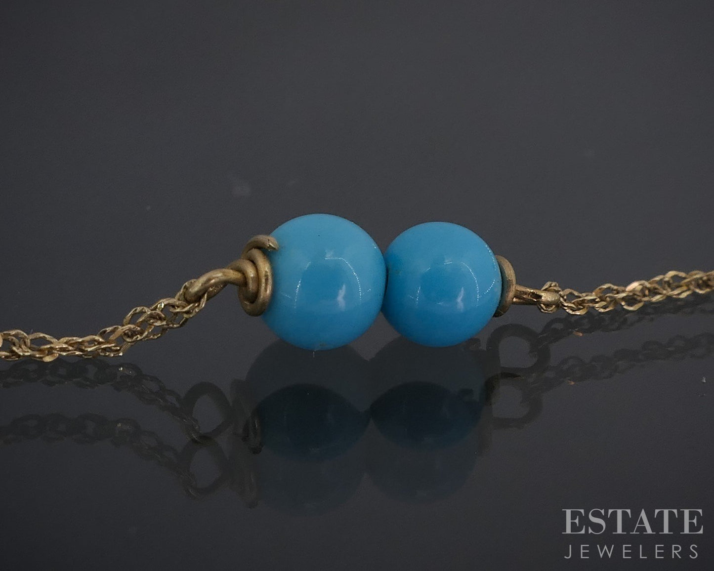 14k Yellow Gold 4mm Turquoise Cable Chain Ankle Bracelet 2g 10"L i19051b