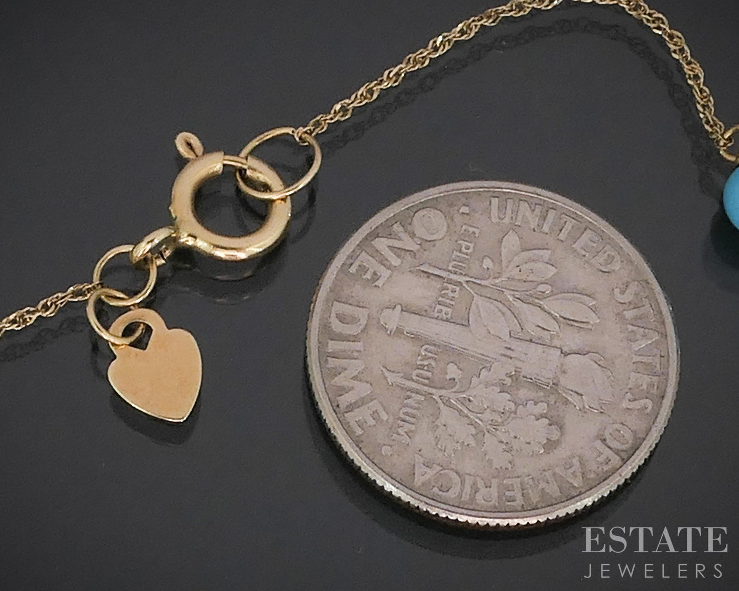 14k Yellow Gold 4mm Turquoise Cable Chain Ankle Bracelet 2g 10"L i19051b