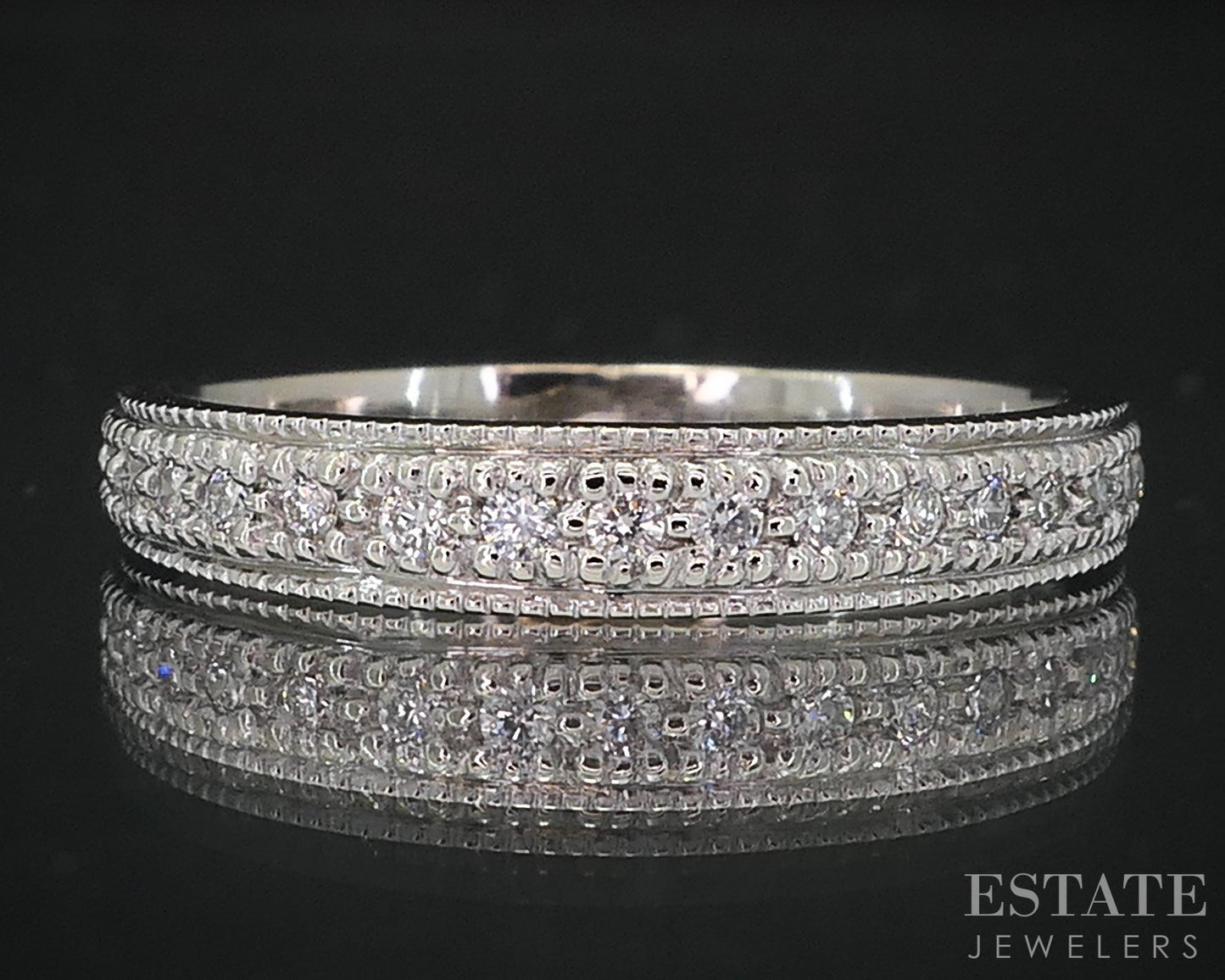 14k White Gold Natural .25ctw Diamond Ladies Wedding Band 2.3g i19041b