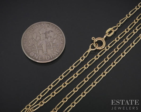 14k Yellow Gold 1.6mm Figaro Chain Ladies Necklace 3.4g 20"L i19039b